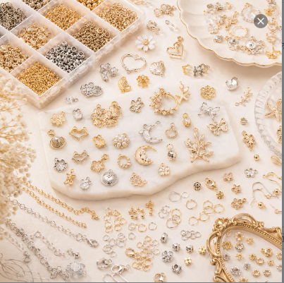 Nancy Special Order Link DIY Jewelry Making Supplies Kit, Gold & Silver Plated Charms, Beads, Connectors for Handmade Necklace Earring Bracelet Craft